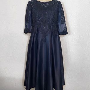 JJs house midnight blue sequin dress
